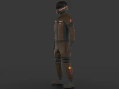 racer man in suit Low-poly 3D model