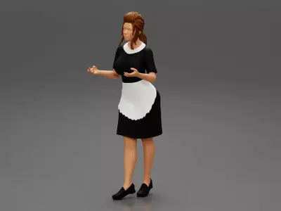 Sexy Maid woman carrying tray of Cupcakes 3D print model
