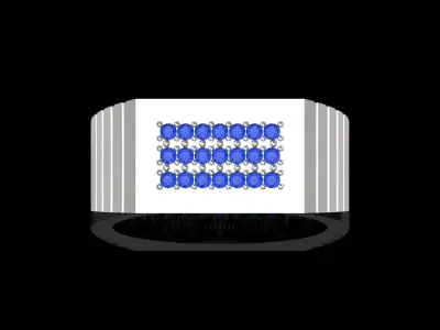 White Gold stl 3dm Ring with Sapphires and Diamonds mr0272 3D print model
