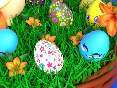 Easter basket with Bunny 3D model