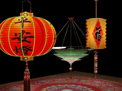 Chinese red lantern  3D model 12