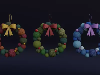 Christmas wreath Low-poly 3D model