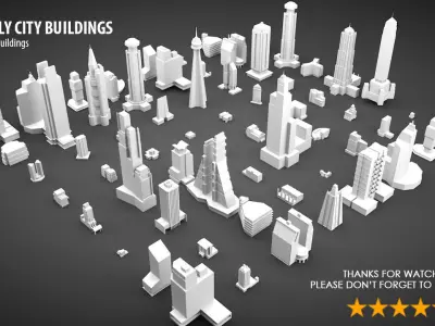 Low Poly City Buildings Low-poly 3D model