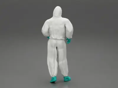 man wearing antivirus suit standing 3D print model