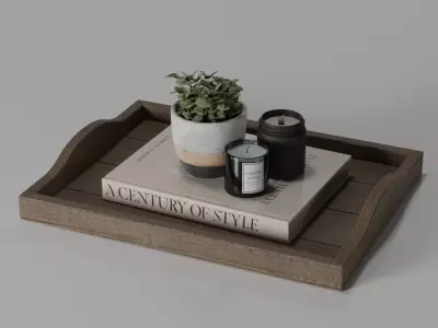 Table Decoration Candles in Tray 3D model