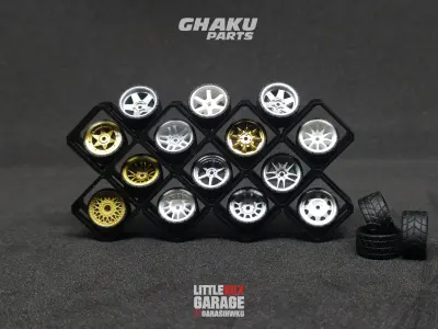 wheels rim rack display stand 11 box cross for diecast 64 scale 3D print model