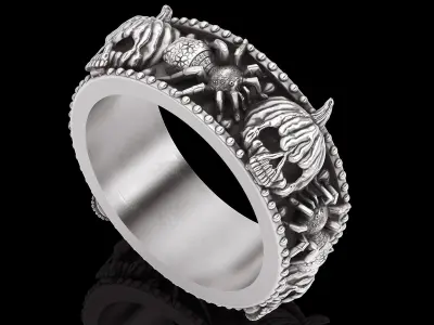 Skull pumpkin spider gold  printable jewelry 3d models 3D print model