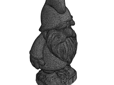 Rustic Garden Gnome Statue with Moss Low-poly 3D model