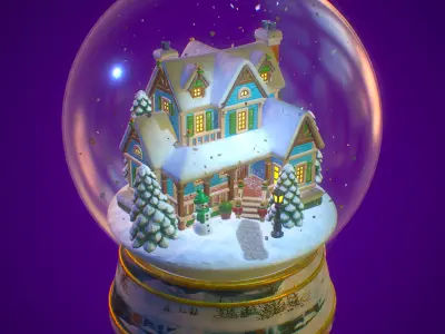 Snowglobe Christmas PBR Low-poly 3D model