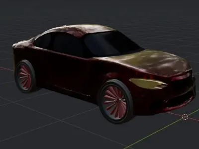 SPORT RED CAR LOW POLY - READY TO PLAY Low-poly 3D model