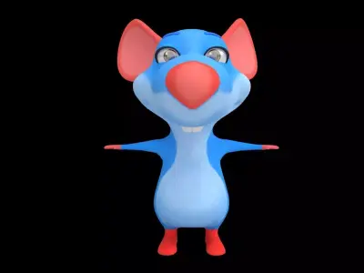 Asset - Cartoons - Character - Animals - Rig - Rat - Hight Poly Low-poly 3D model