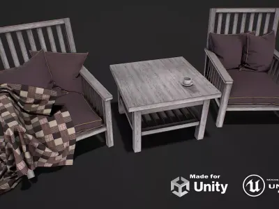 Furniture group 3d model Low-poly 3D model