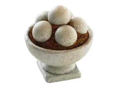 Hand Cast Hypertufa Centerpiece with Preserved Moss   3D model