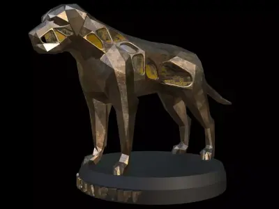 Steampunk English Mastiff Low-poly 3D model