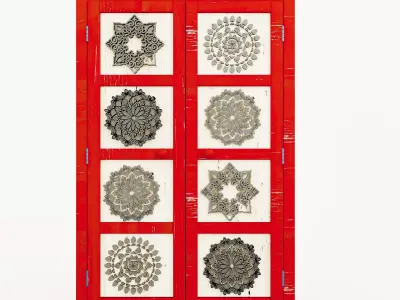 Wardrobe Mandala Red Painted Wood Free 3D model