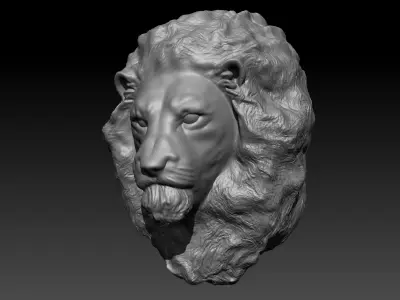Lion head Sculpture 3D model
