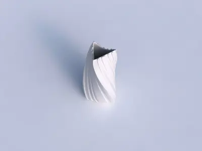 Vase twist curved tipping triangle 2 with smooth vertical rib... 3D print model