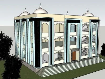 The Modern Mosque Design  Low-poly 3D model