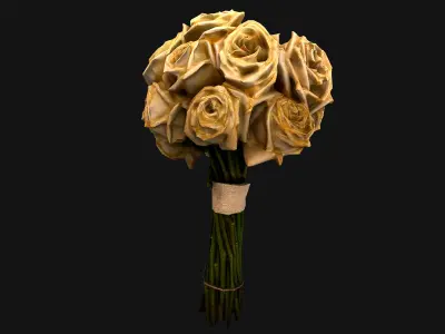 White Roses Bridal Bouquet Low-poly 3D model