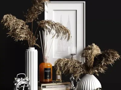 Decorative set with dry plants 2 3D model