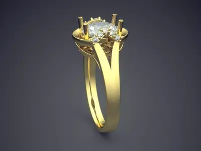 Luxury Engagement Ring With Diamond CAD 3025 3D print model