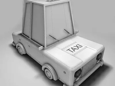 Low Poly Taxi car Low-poly 3D model