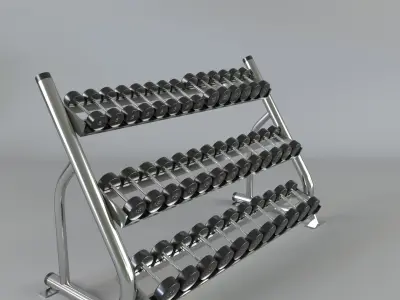 Dumbbell set rack with weights 3D model