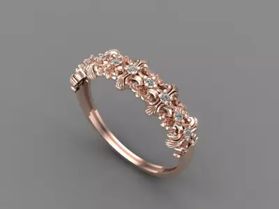 Womens Diamond Signet Ring Women Rings 3dmodels 3D print model 3D print model 38