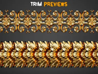 50 Ornamental Trim Brushes   Vol 42 Low-poly 3D model