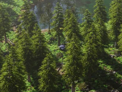 Abandoned Car in Forest Scene 3D model