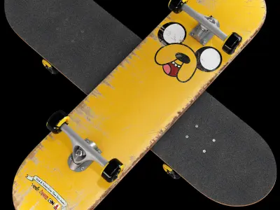 Skateboard cortoon set 3D model