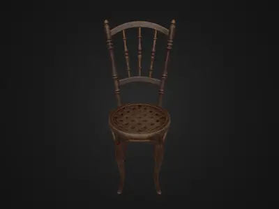 Old western style chair 03 Low-poly 3D model