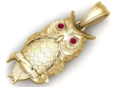 perched owl jewelry  3D print model