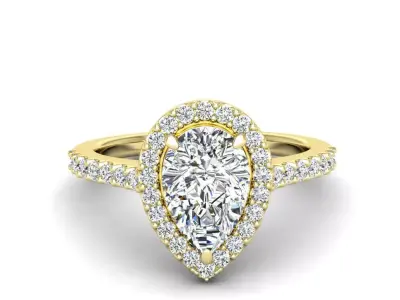 Luxury Engagement Diamond ring pear 3D print model