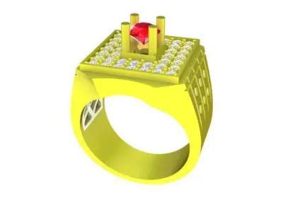 Luxury Square Halo Gemstone Men Ring 3D Jewelry Design 4828 3D print model