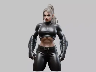 Beautiful girl Huge Muscular Low-poly 3D model