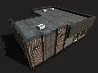 Car Workshop Building Low-poly 3D model