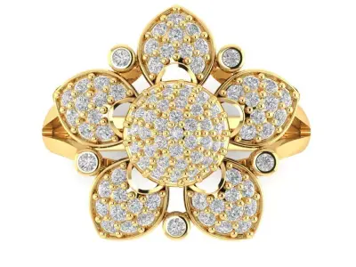 DIAMOND FLOWER RING 3D print model