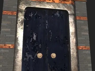 Classic Old Door Low-poly 3D model