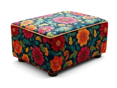 Floral Ottoman D Model Pack Low-poly 3D model