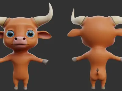 Cartoon Bull II Low-poly 3D model