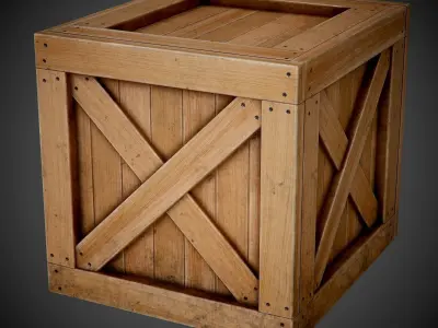 Realistic wooden box PBR Game-Ready Low-poly 3D model