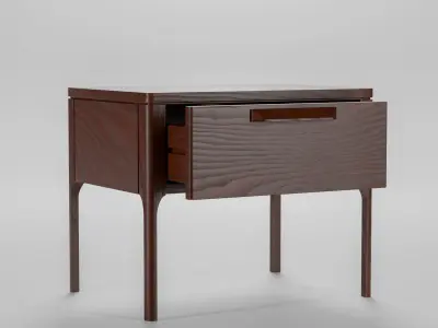 Dark brown wood bedside table Low-poly 3D model