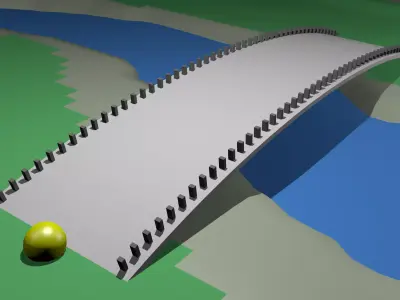 Bridge  river  valley shore wave ferry 3D model