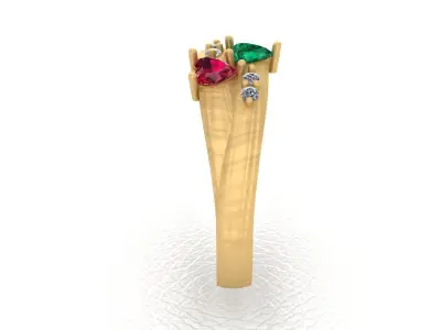 Ring 2 Hearts Free 3D print model