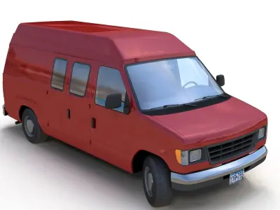 American industrial van XL Low-poly 3D model