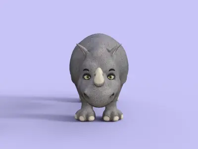 Cartoon Rhino Rigged 3D model