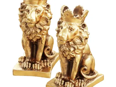 Lion with a crown on his head 3D model