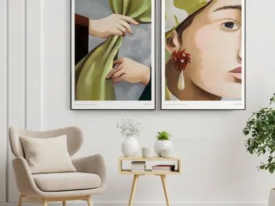 Plaster Two Photo Frame E-24 Low-poly 3D model