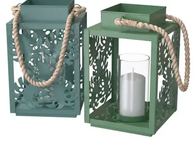 Lantern Unimak Metal Green 3D model